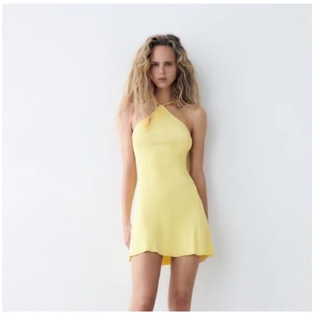 Yellow Zara Halter Neck Dress